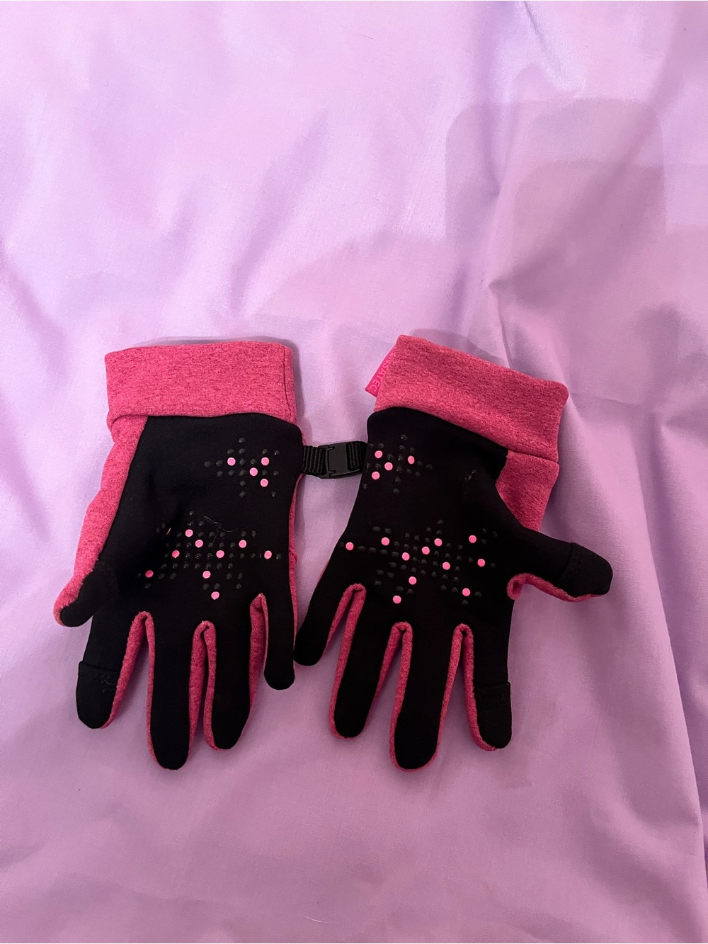 Head Pink & Black Kids Grip Mittens with Dot Accents